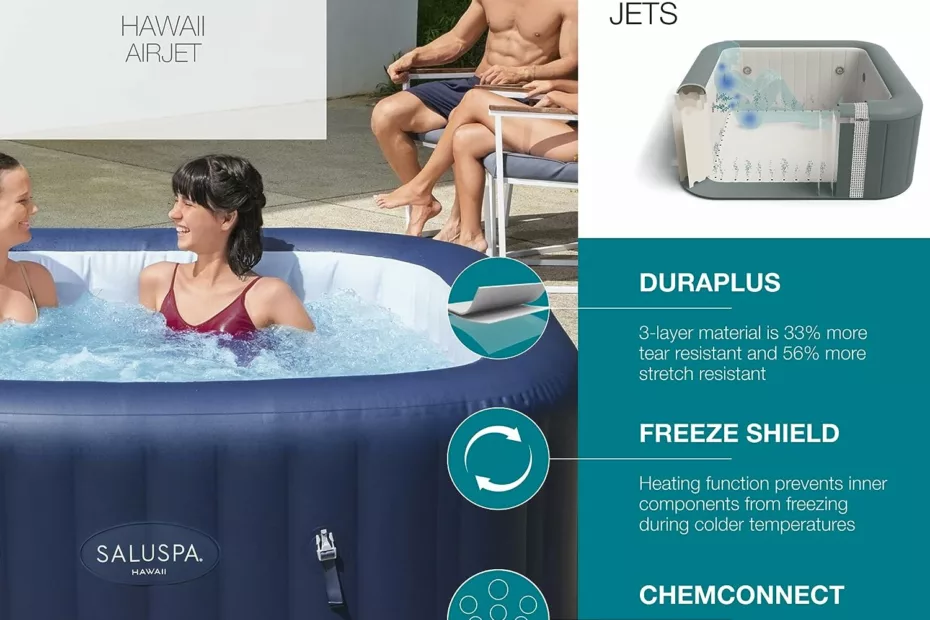 bestway hawaii saluspa 6 person inflatable square hot tub review