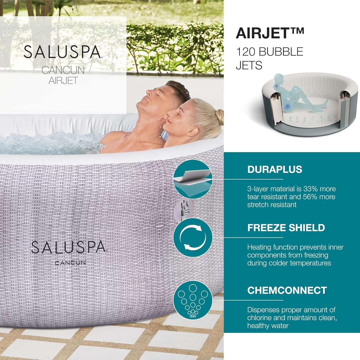 bestway saluspa cancun airjet portable outdoor spa review