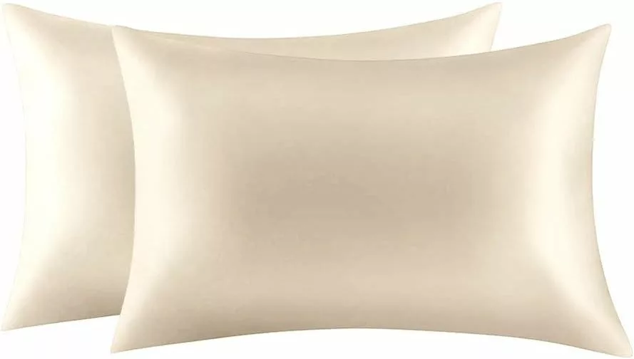 Jocoku 100% Mulberry Silk Pillowcases Set of 2 for Hair and Skin and Super Soft and Breathable King Size Nature Silk Pillowcases (King, Buff Beige)