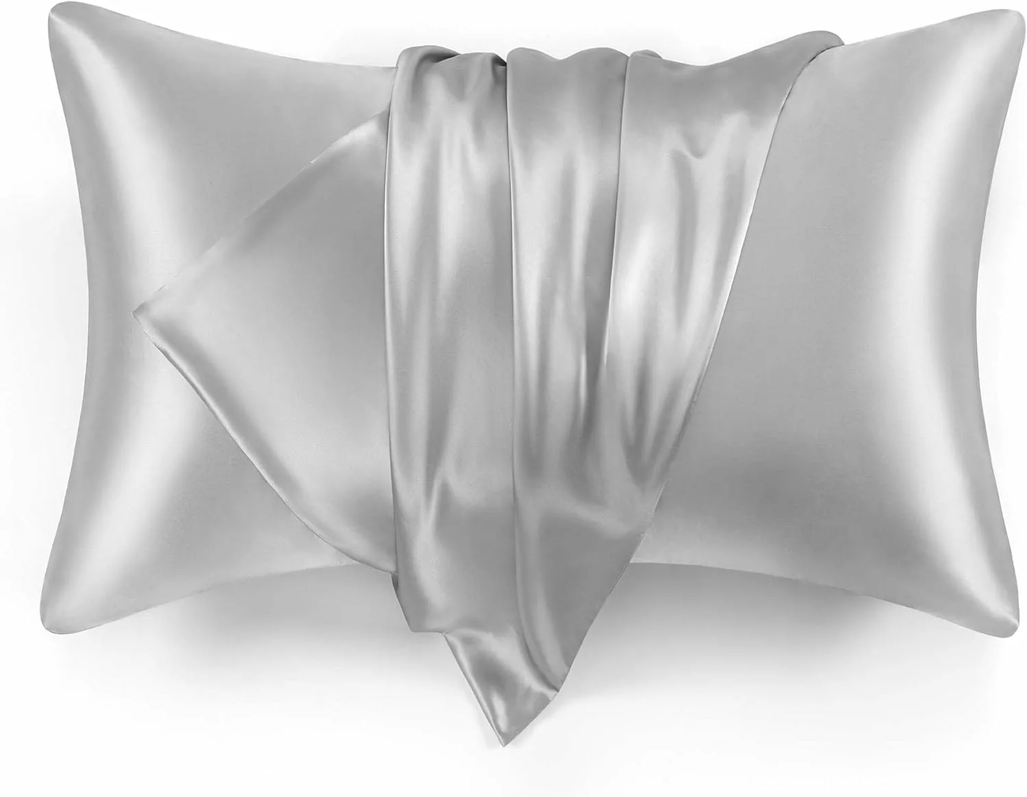 Loves cabin Silk Satin Pillowcase for Hair and Skin (Light Grey, 20x30 inches) Slip Pillow Cases Queen Size Set of 2 - Satin Cooling Pillow Covers with Envelope Closure