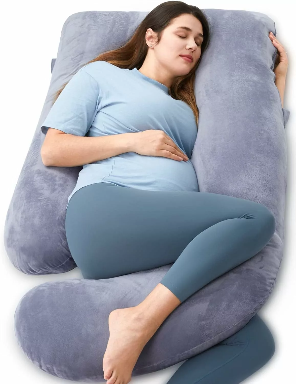 Momcozy Pregnancy Pillows for Sleeping, U Shaped Full Body Maternity Pillow with Removable Cover - Support for Back, Legs, Belly, Hips for Pregnant Women, 57 Inch Pregnancy Pillow for Women, Grey