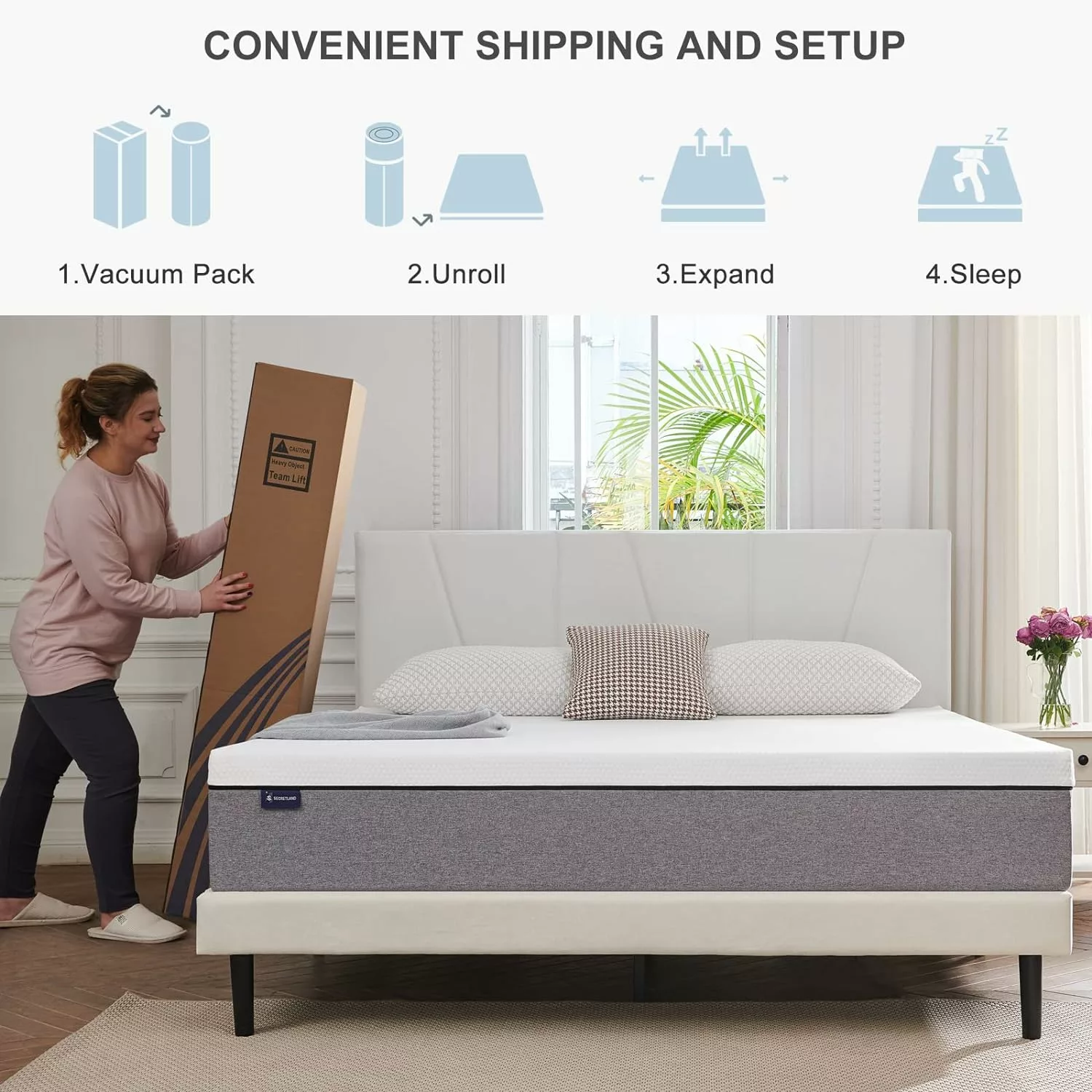 S SECRETLAND Queen Mattress, 10 inch Gel Memory Foam Mattress with CertiPUR-US Bed Mattress in a Box for Sleep Cooler  Pressure Relief, Queen Size-Firm